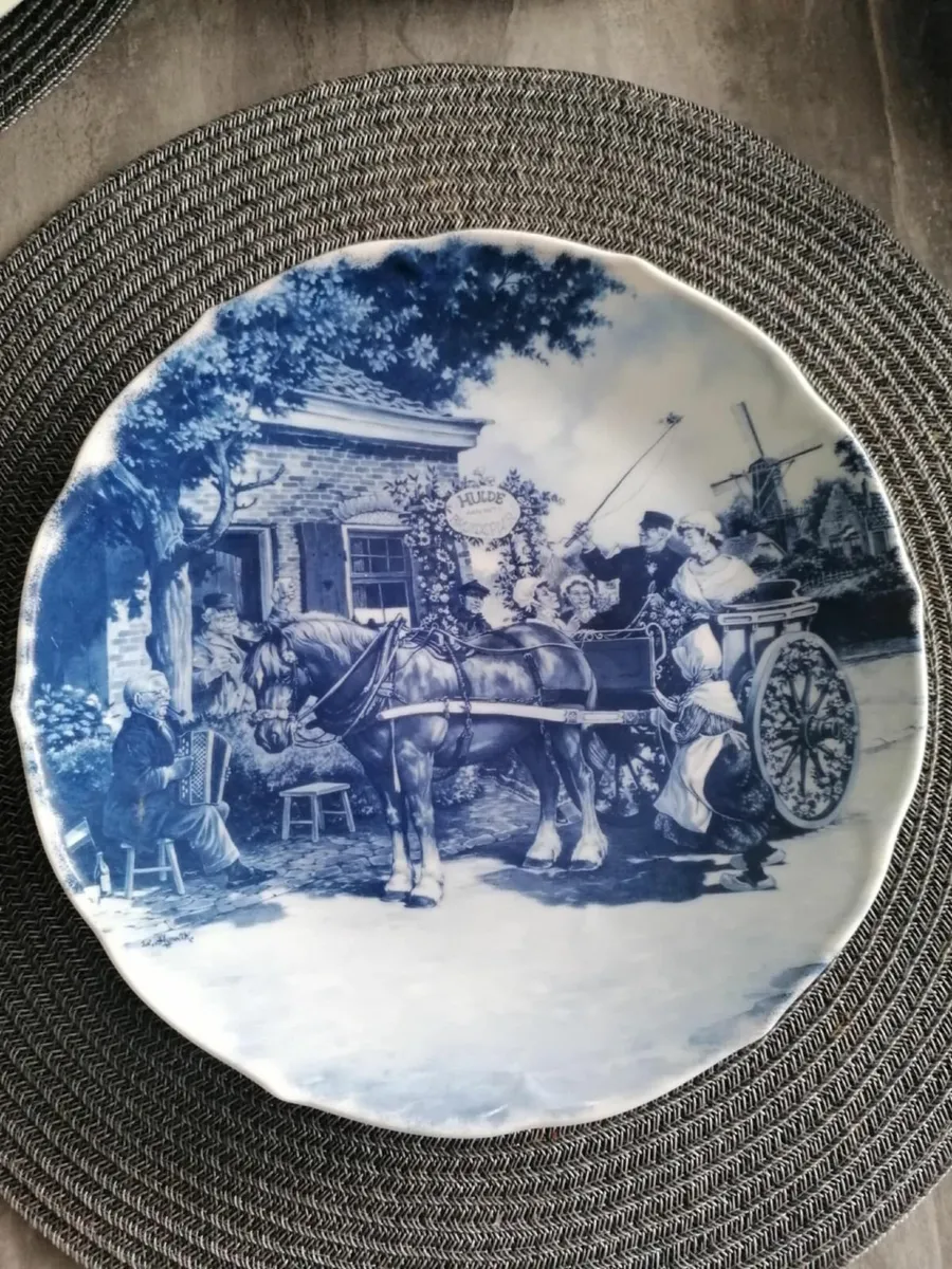 Vintage Delfts Blauw Plate The Wedding Cart - Image 1