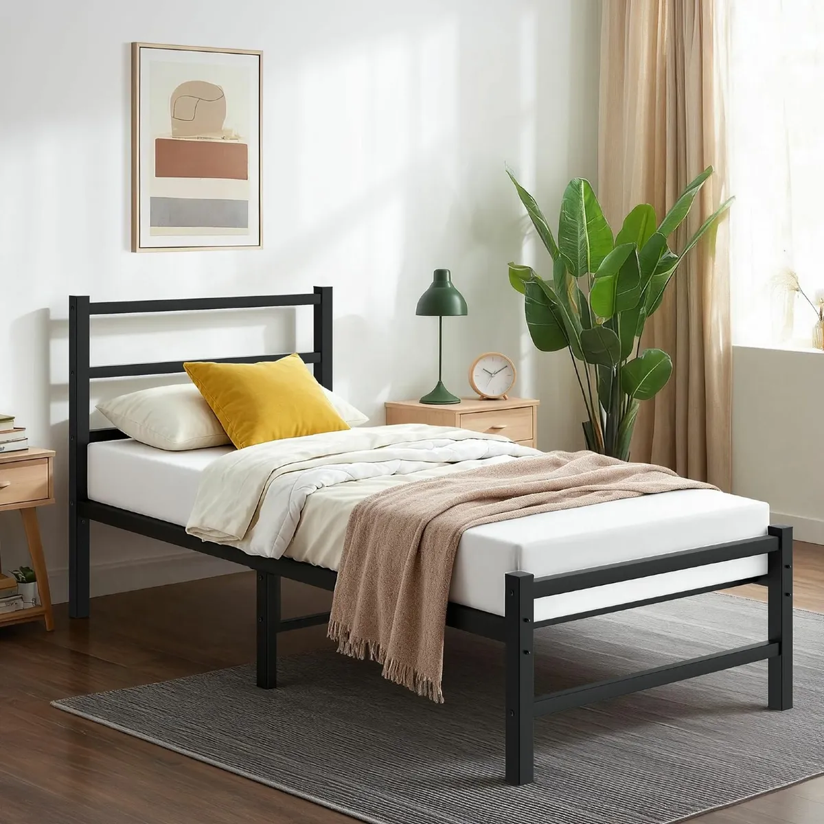 Single Bed Frame, 3ft Slats Support 95x197cm - Image 2