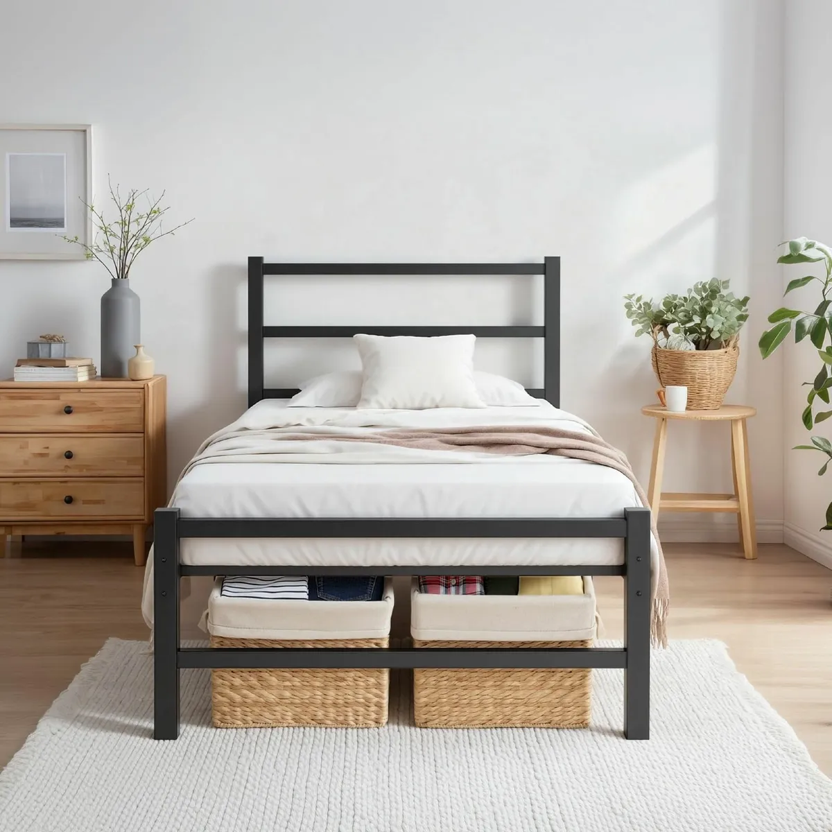Single Bed Frame, 3ft Slats Support 95x197cm - Image 1