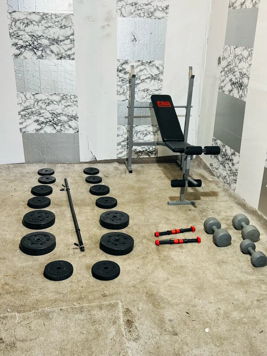 WEIGHT BENCH WEIGHTS BARBELL DUMBBELLS - Image 1