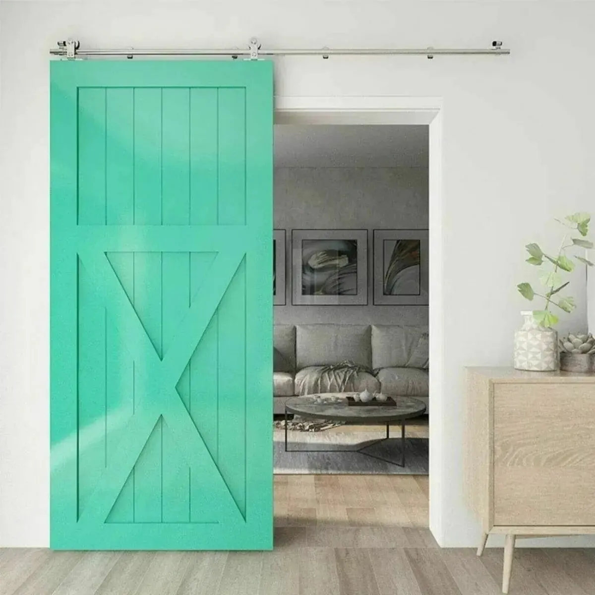 Hanging Rail Sliding Door Hardware Kit System - Image 4