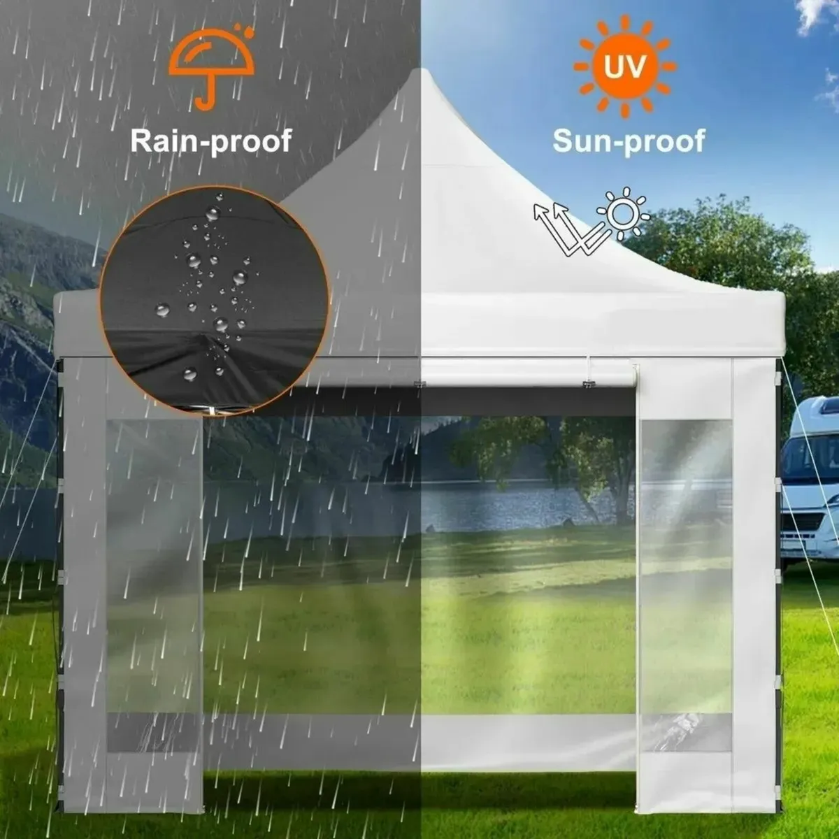 Gazebo Pop Up 10x10 UV Shelter with Side Panel - Image 2
