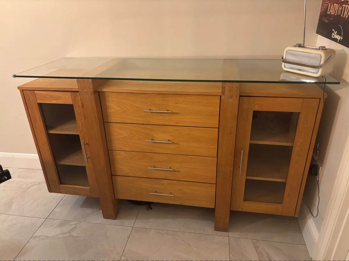 heavy solid oak sideboard - Image 1