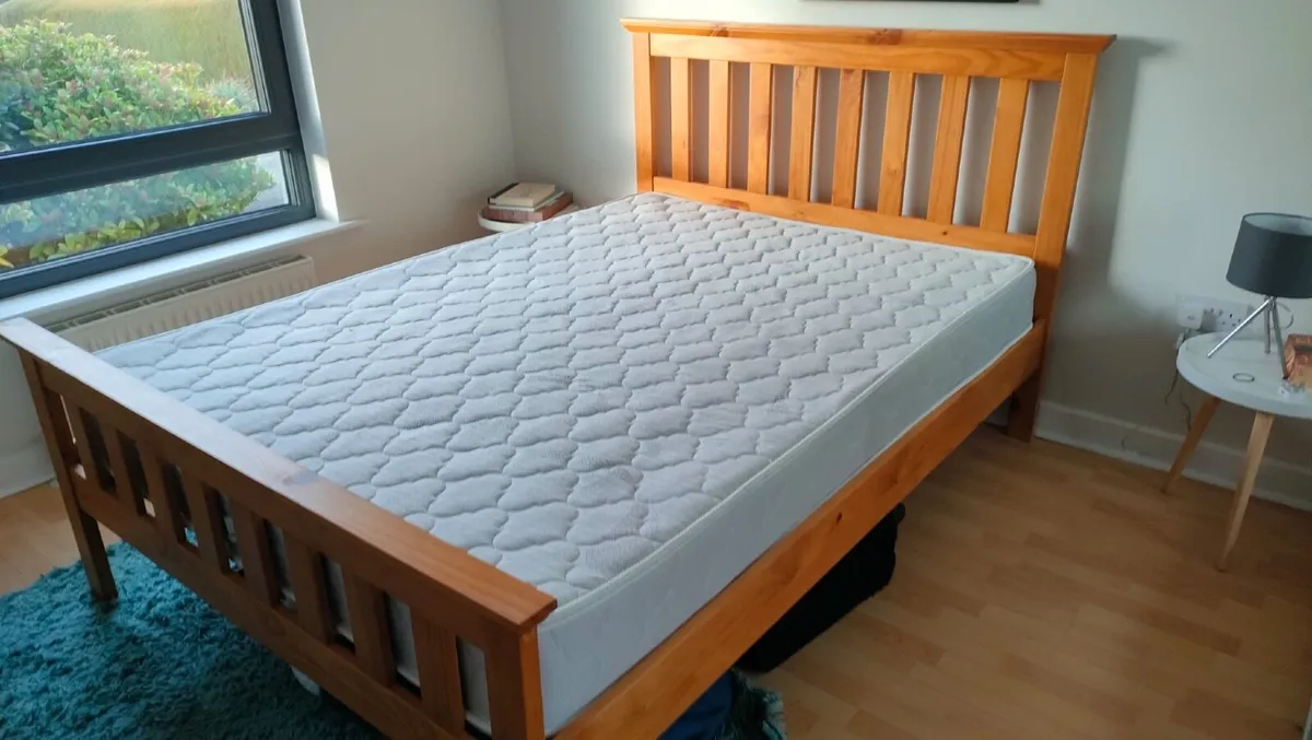 Pine double bed for sale - Image 2