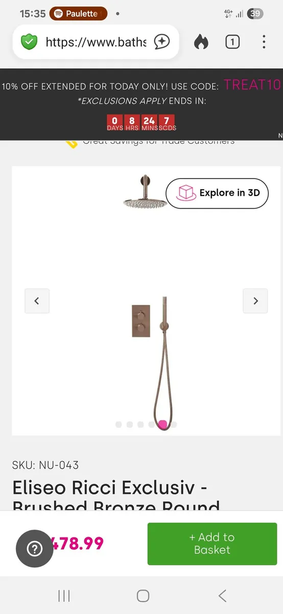 Brushed Bronze Shower - Image 3