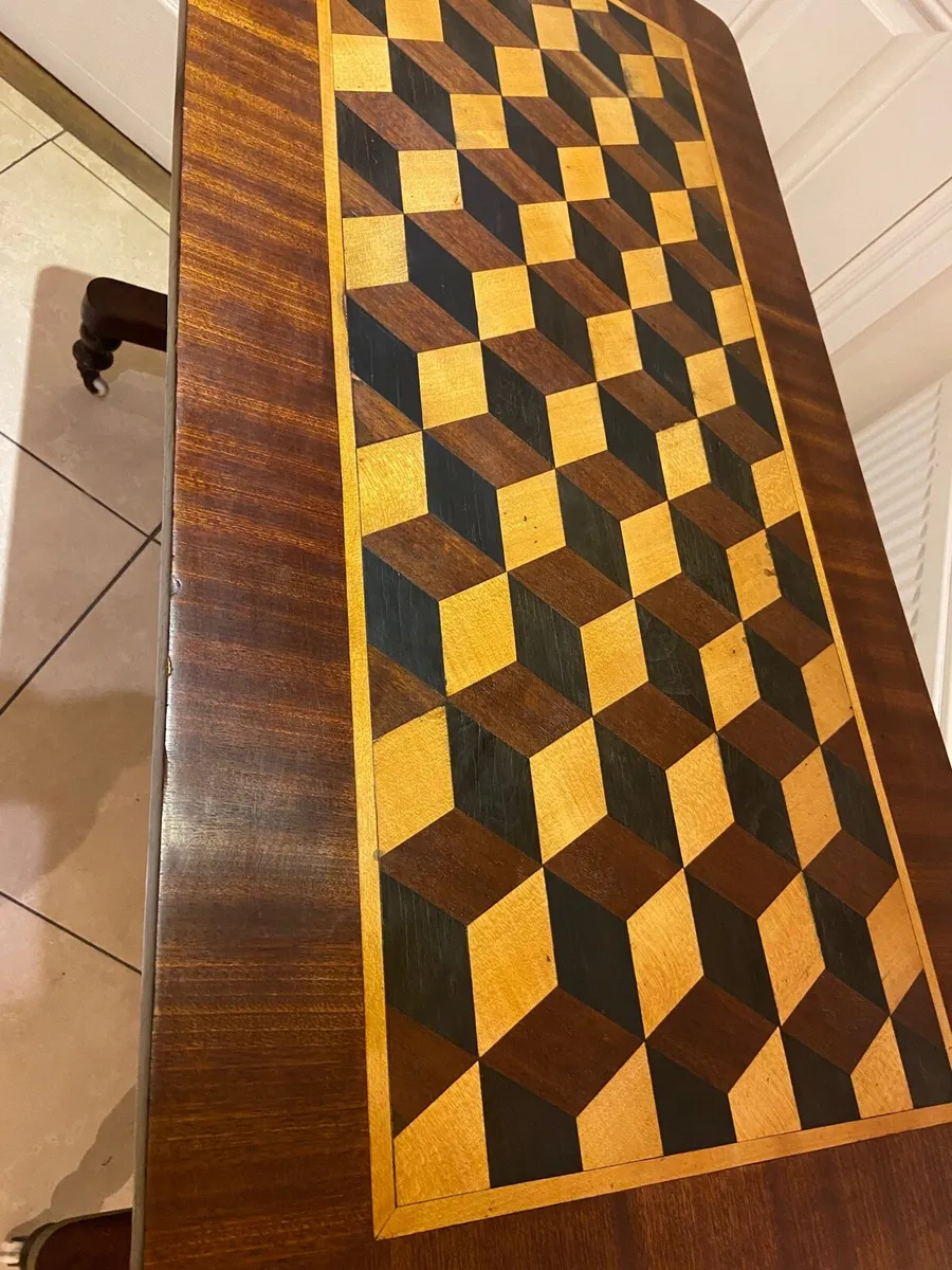Georgian Marquetry inlay library table - Image 3