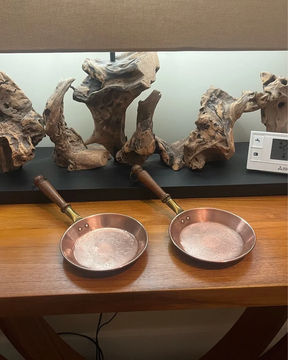 Vintage Miniature Pair of Copper Pans - Image 1