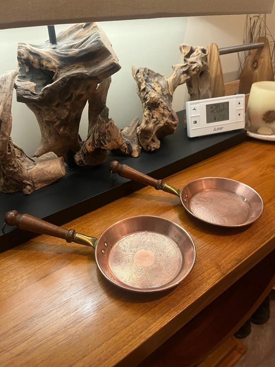 Vintage Miniature Pair of Copper Pans - Image 2