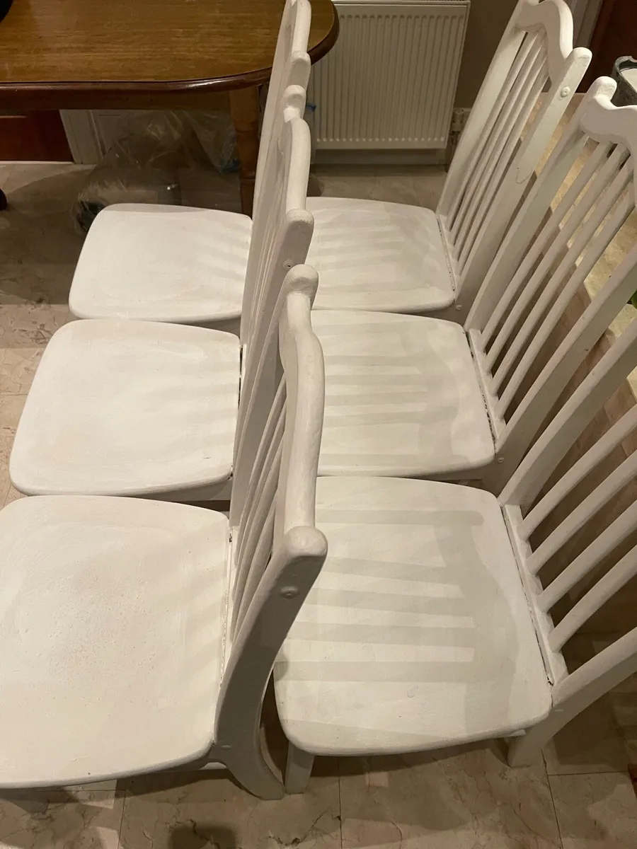 6 x Very Solid White Wooden Kitchen Dining Chairs - Image 2