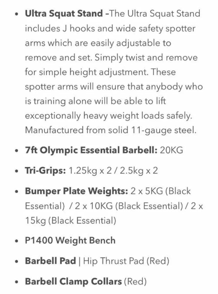 Squat Stand, Bench, Barbell, and weights - Image 2