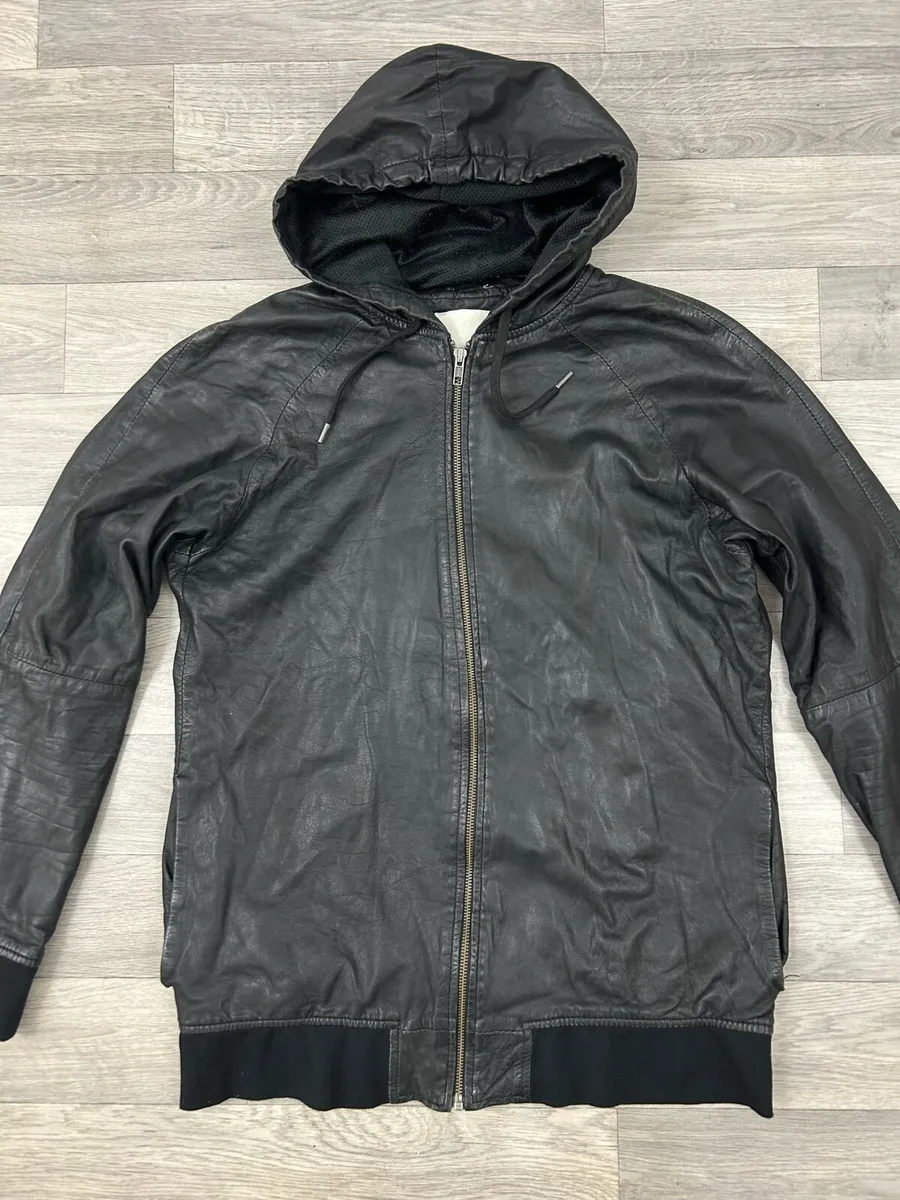 Samsoe Samsoe Genuine Leather Hooded Jacket M/L - Image 2