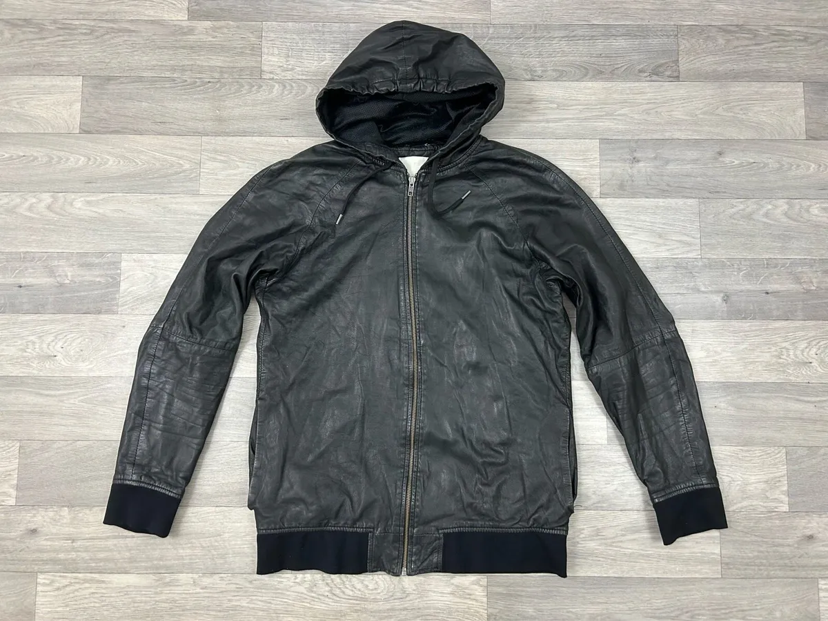 Samsoe Samsoe Genuine Leather Hooded Jacket M/L - Image 1