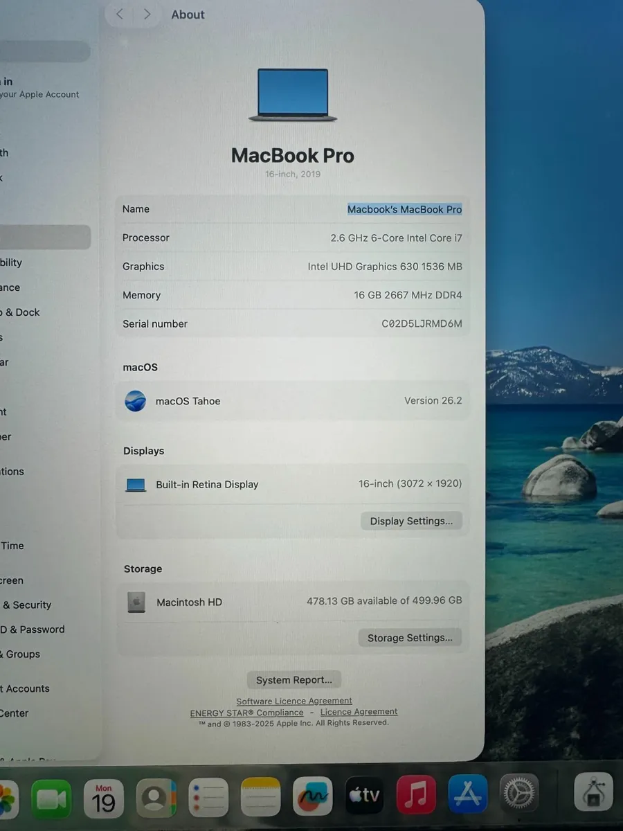 MacBook Pro 16" 2019 i7-9750H | 16GB | 512GB | 4GB - Image 2
