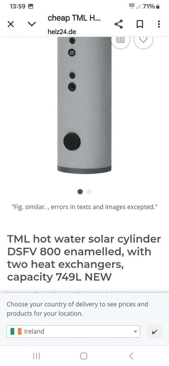 Solar Cylinder c/w 5 hot water solar panels - Image 1