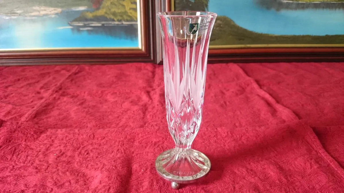 Killarney Crystal Ireland Silver Footed Bud Vase - Image 1
