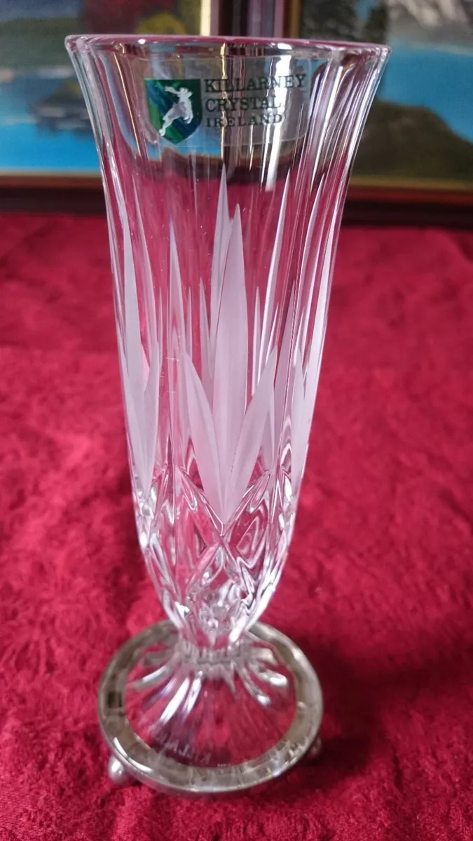 Killarney Crystal Ireland Silver Footed Bud Vase - Image 4