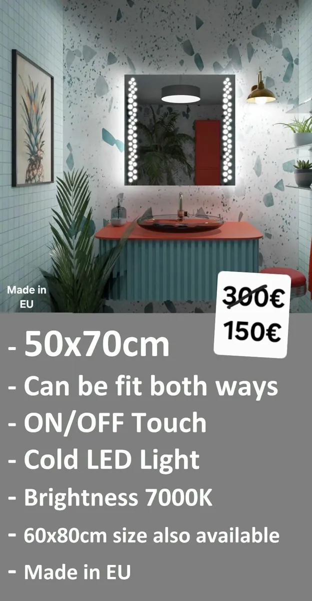 LED Bathroom Mirror 50x70cm - Image 2