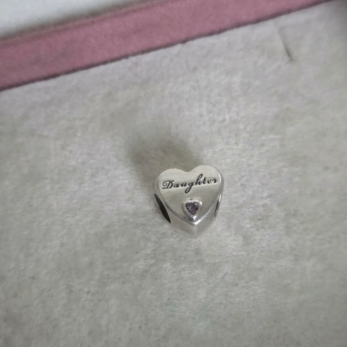 Pandora heart charm daughter with small stone pink - Image 4