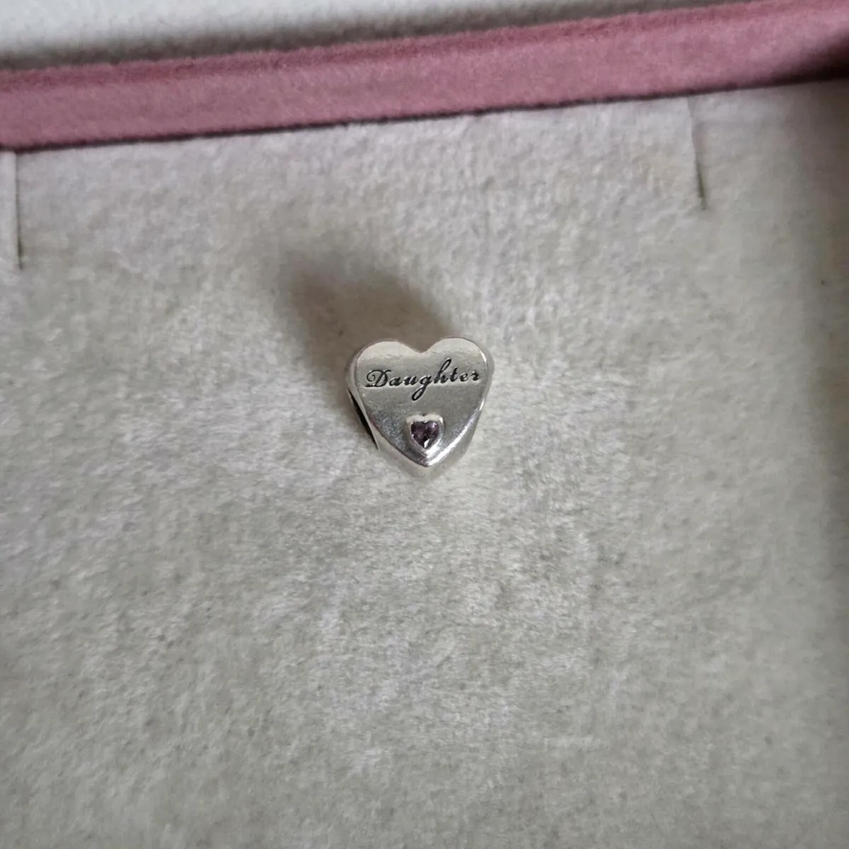 Pandora heart charm daughter with small stone pink - Image 1