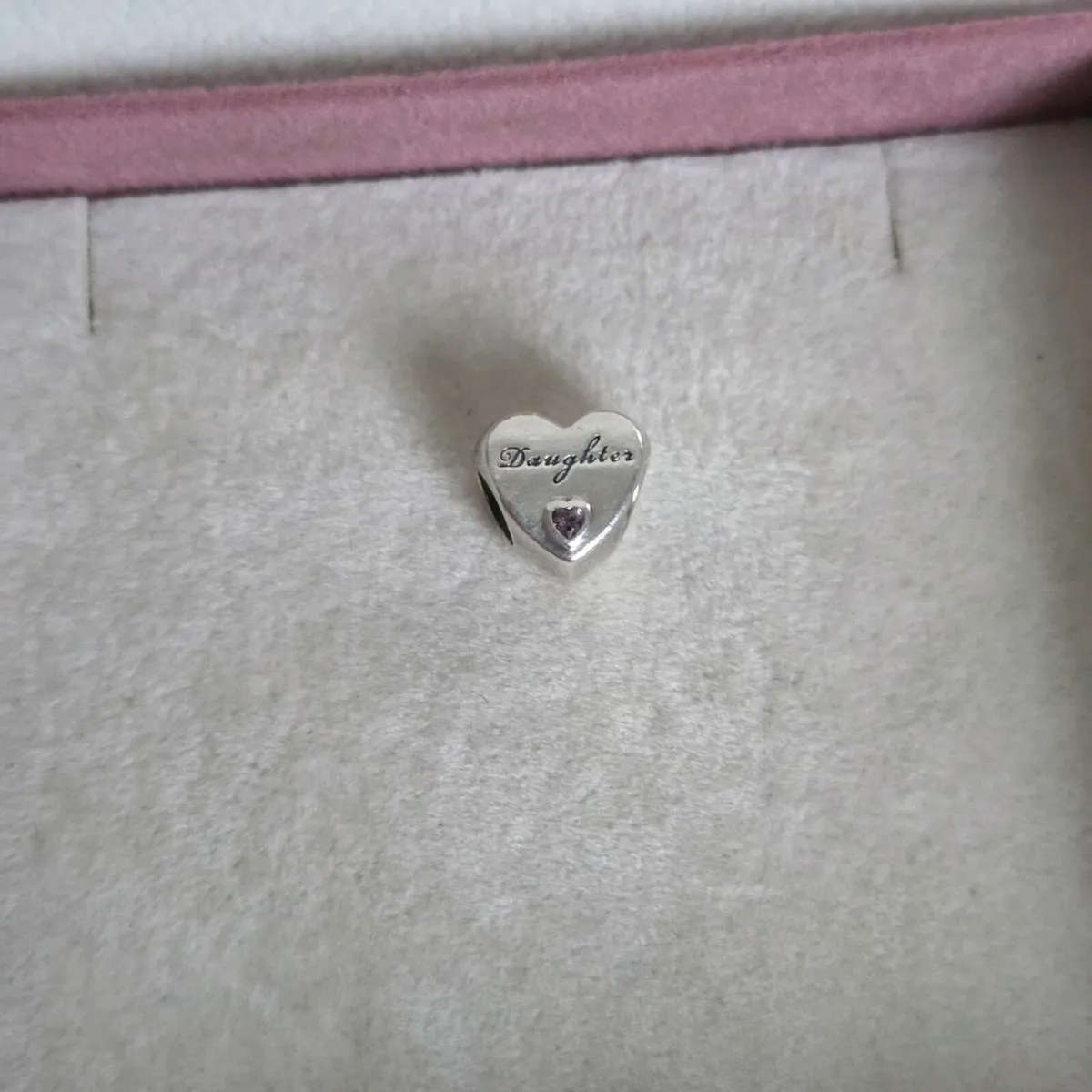 Pandora heart charm daughter with small stone pink - Image 2