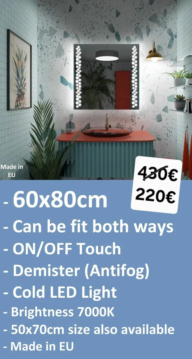 LED Bathroom Mirror Demister Antifog - Image 1