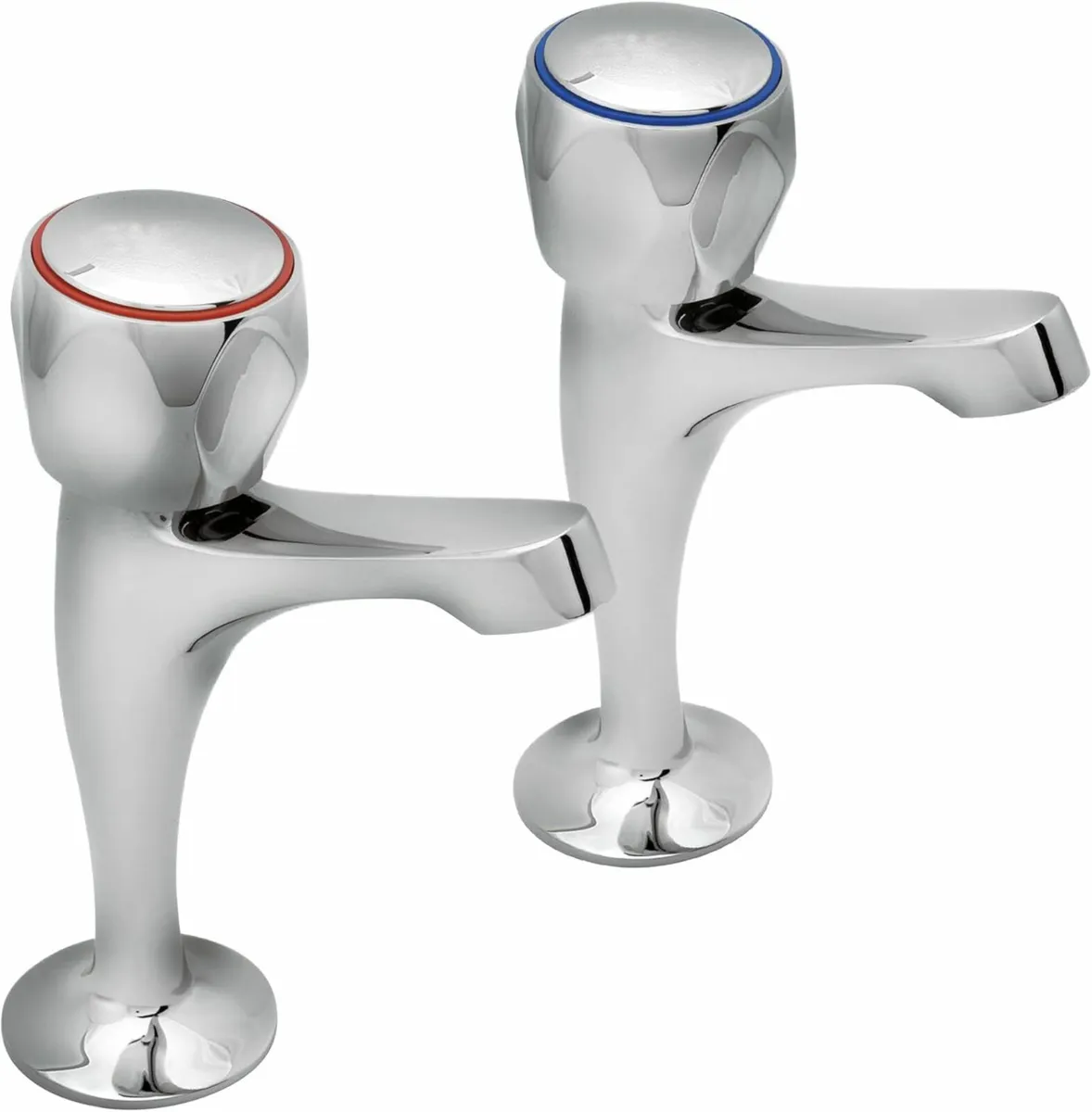 Profile Chrome High Neck Pair Sink Pillar Taps - Image 1