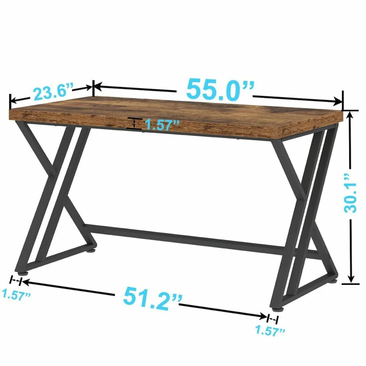 Rustic Computer Desk Metal Wood Home Office - Image 2