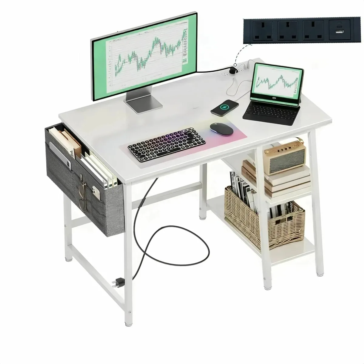 Computer Desk 80cm Gaming Desks with USB Charging - Image 1