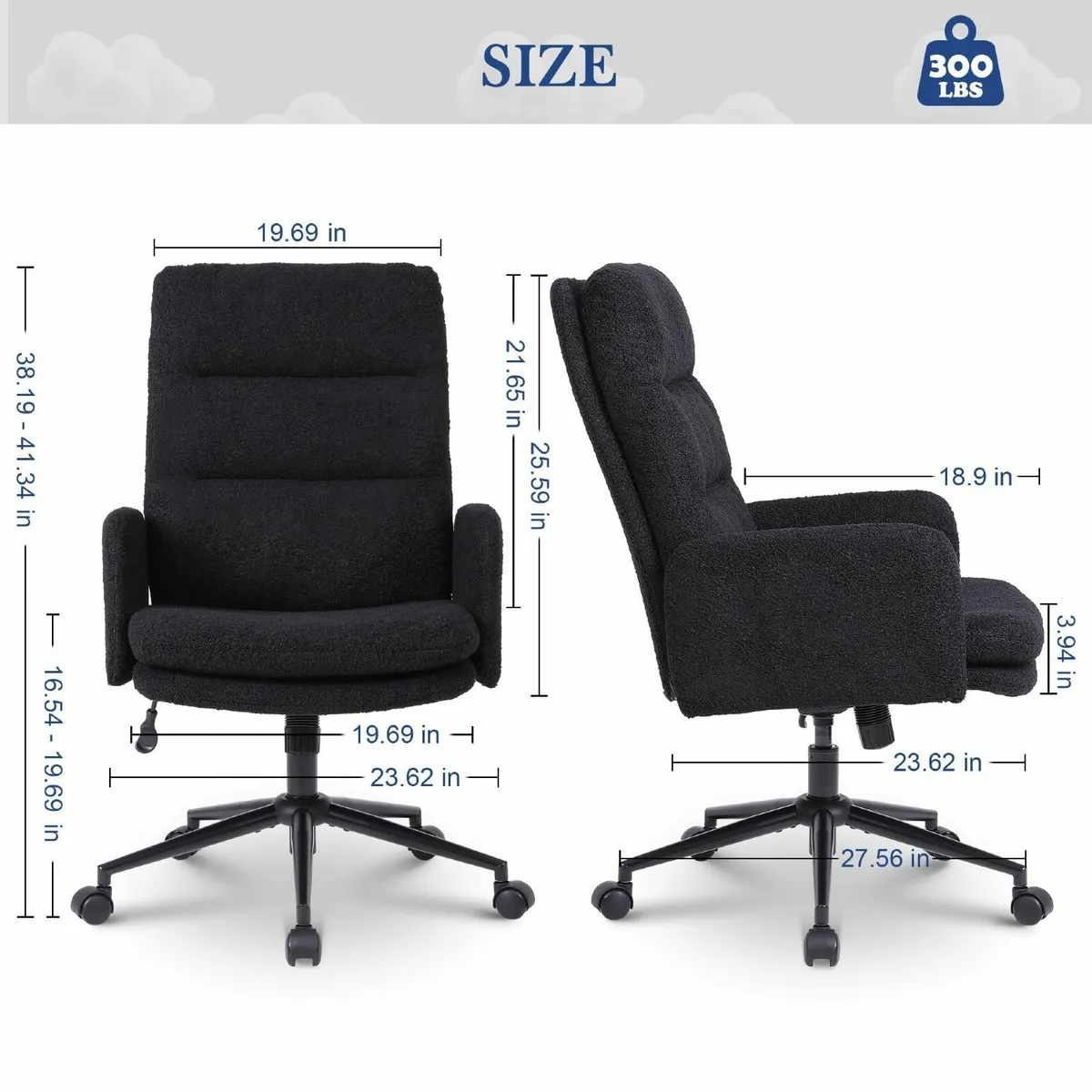 Office Chair for Home Teddy Fleece Desk Computer - Image 3