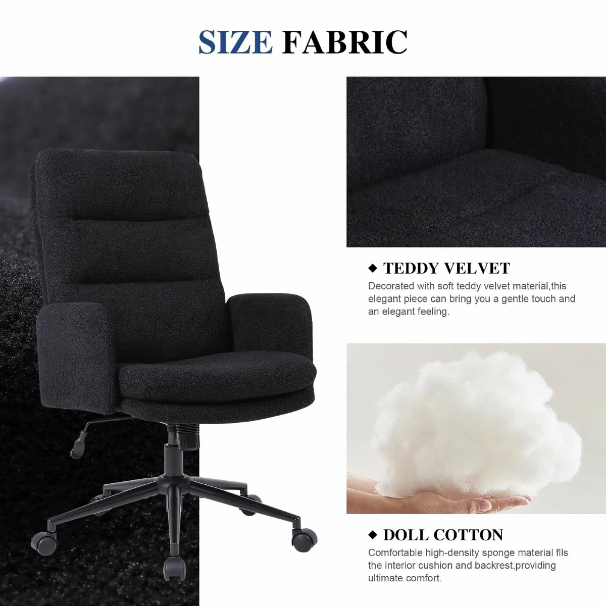Office Chair for Home Teddy Fleece Desk Computer - Image 4