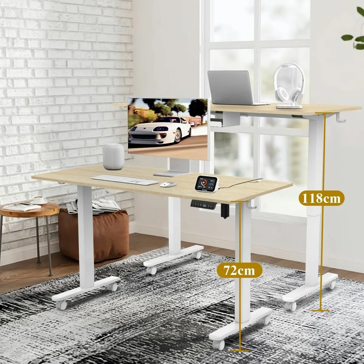 120 x 60cm Electric Standing Desk with USB - Image 3