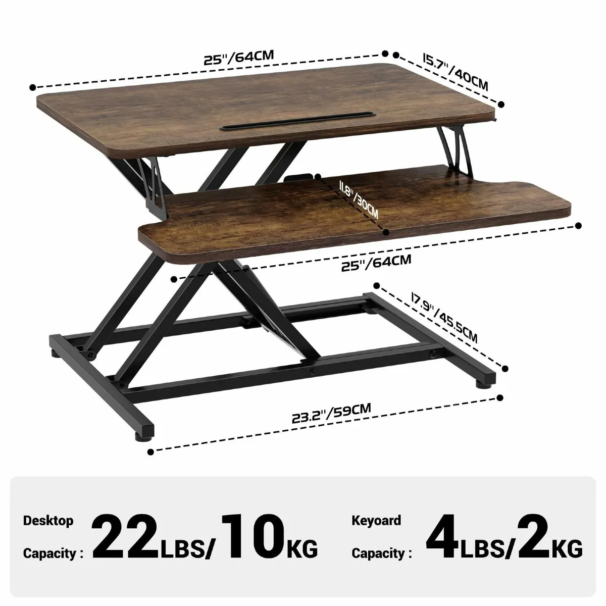 Standing Desk Converter 26/64cm Wide Height - Image 3