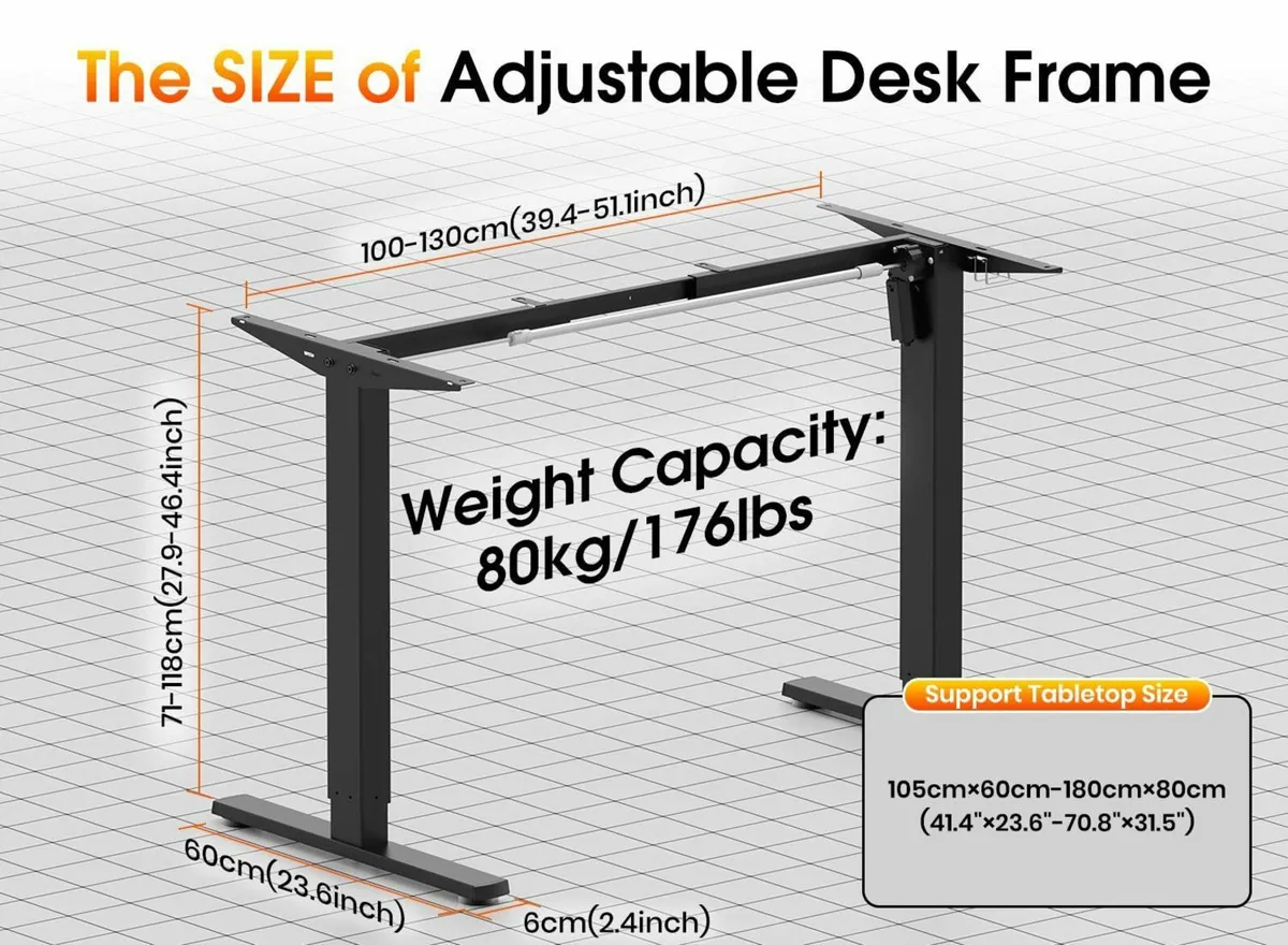 Standing Desk Frame Electric Stand up Height - Image 2