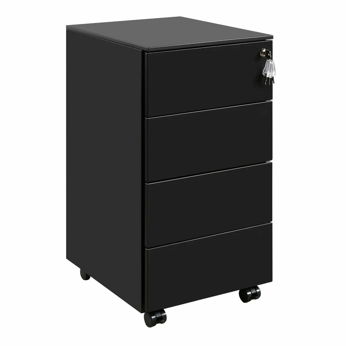 4-Drawer Mobile Filing Cabinet with Lock Steel - Image 1