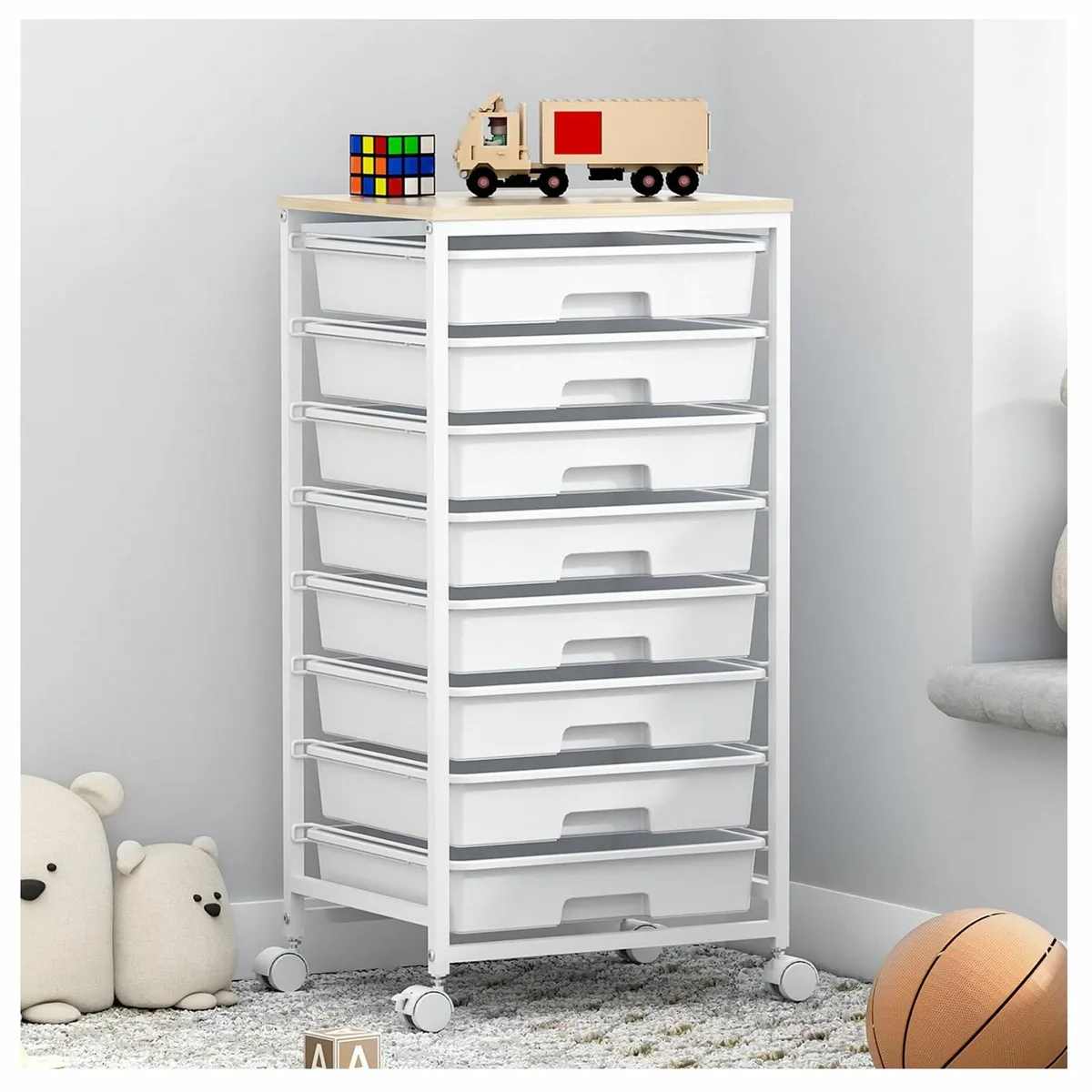 8 Drawers Storage Trolley Utility Cart on - Image 1