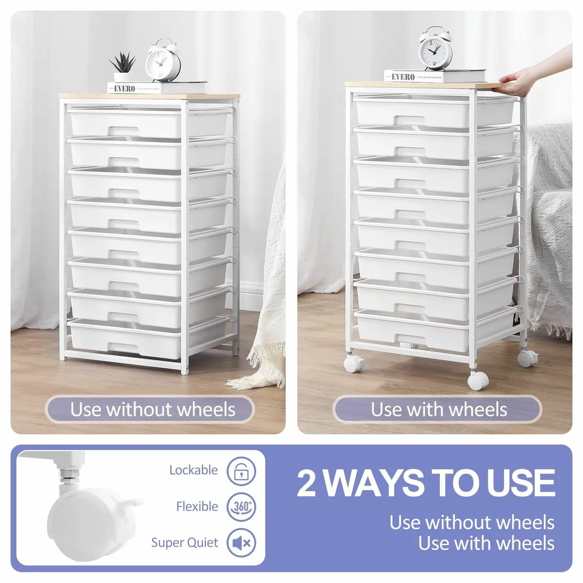 8 Drawers Storage Trolley Utility Cart on - Image 3