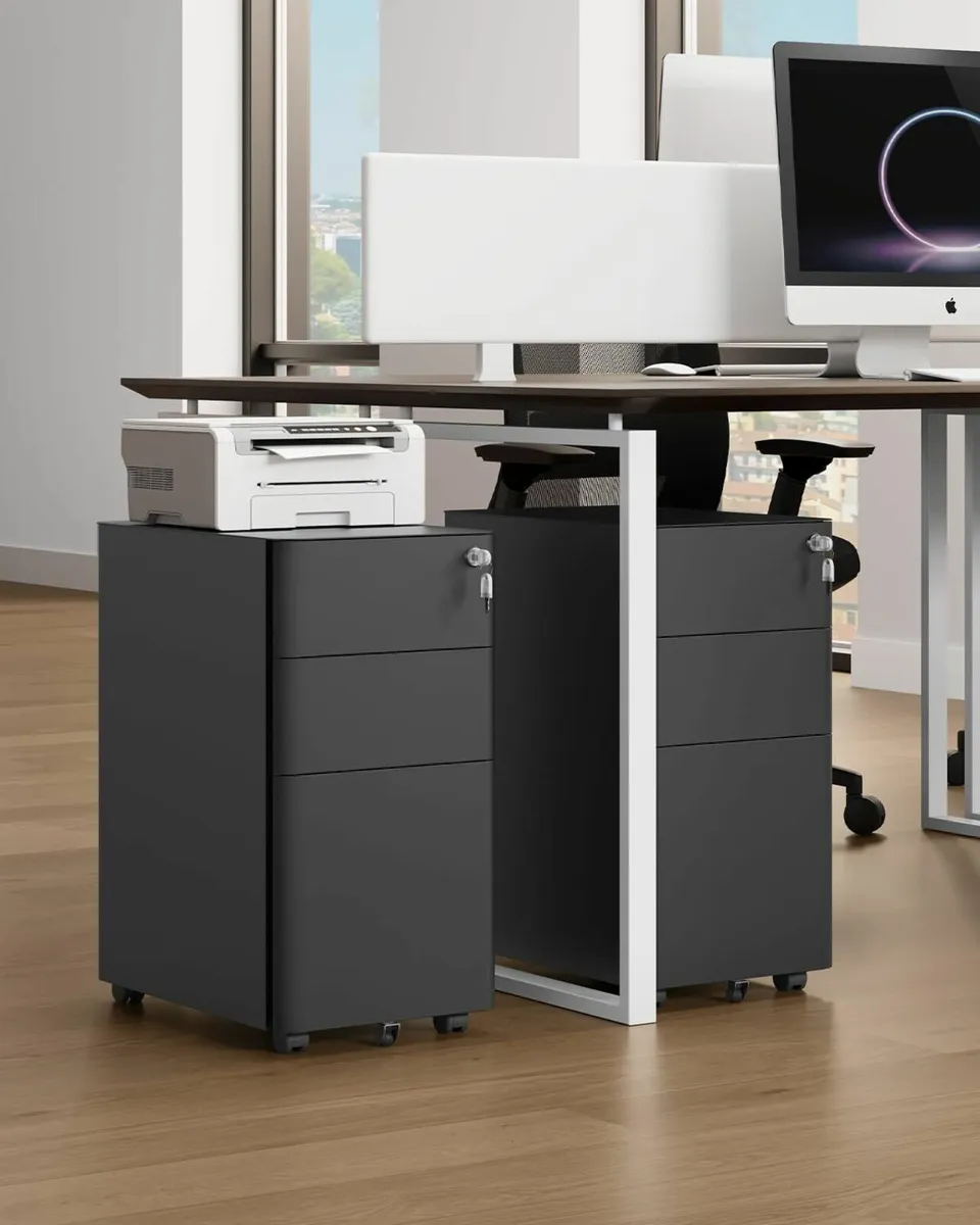 Metal File Cabinet with 3 Lockable Drawers Mobile - Image 2