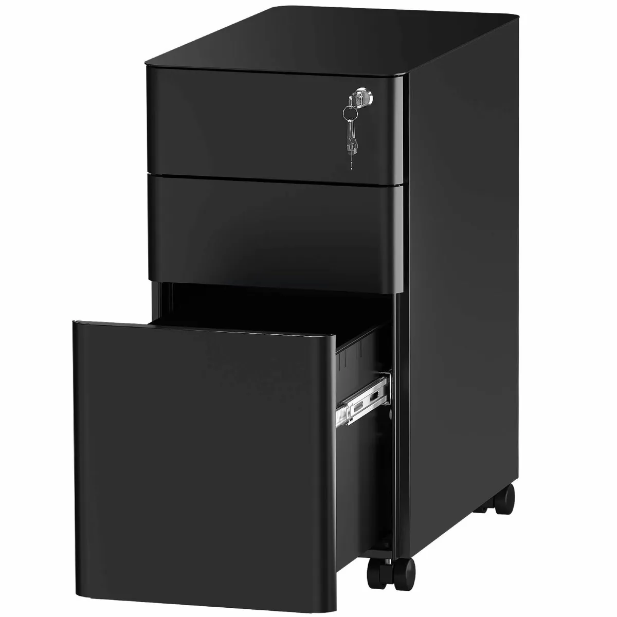 Metal File Cabinet with 3 Lockable Drawers Mobile - Image 1