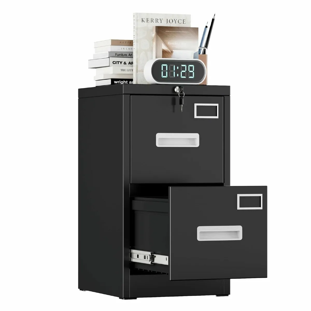 2 Drawers Filing Cabinets Metal Lockable Vertical - Image 1