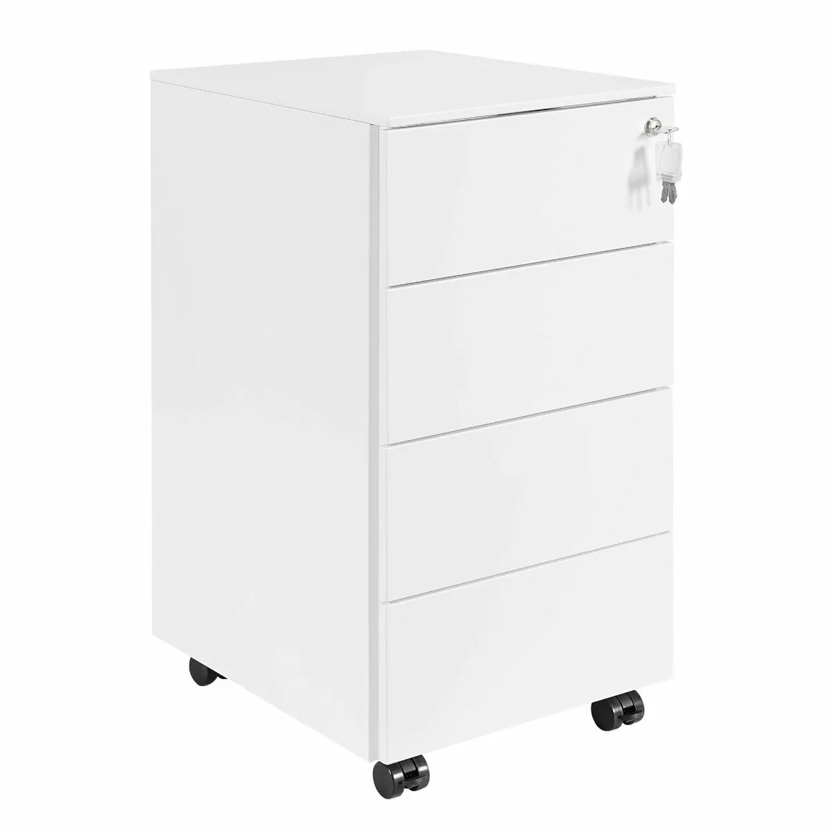 4-Drawer Mobile Filing Cabinet with Lock Steel - Image 1