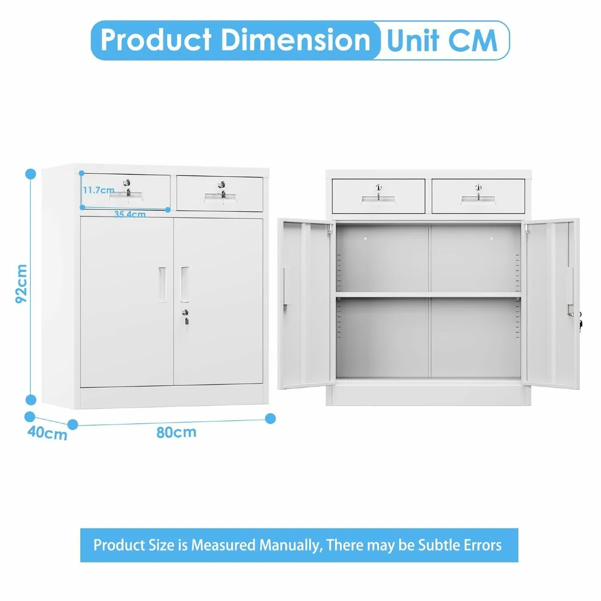 Metal Storage Cabinet with 2 Doors and Drawers - Image 3