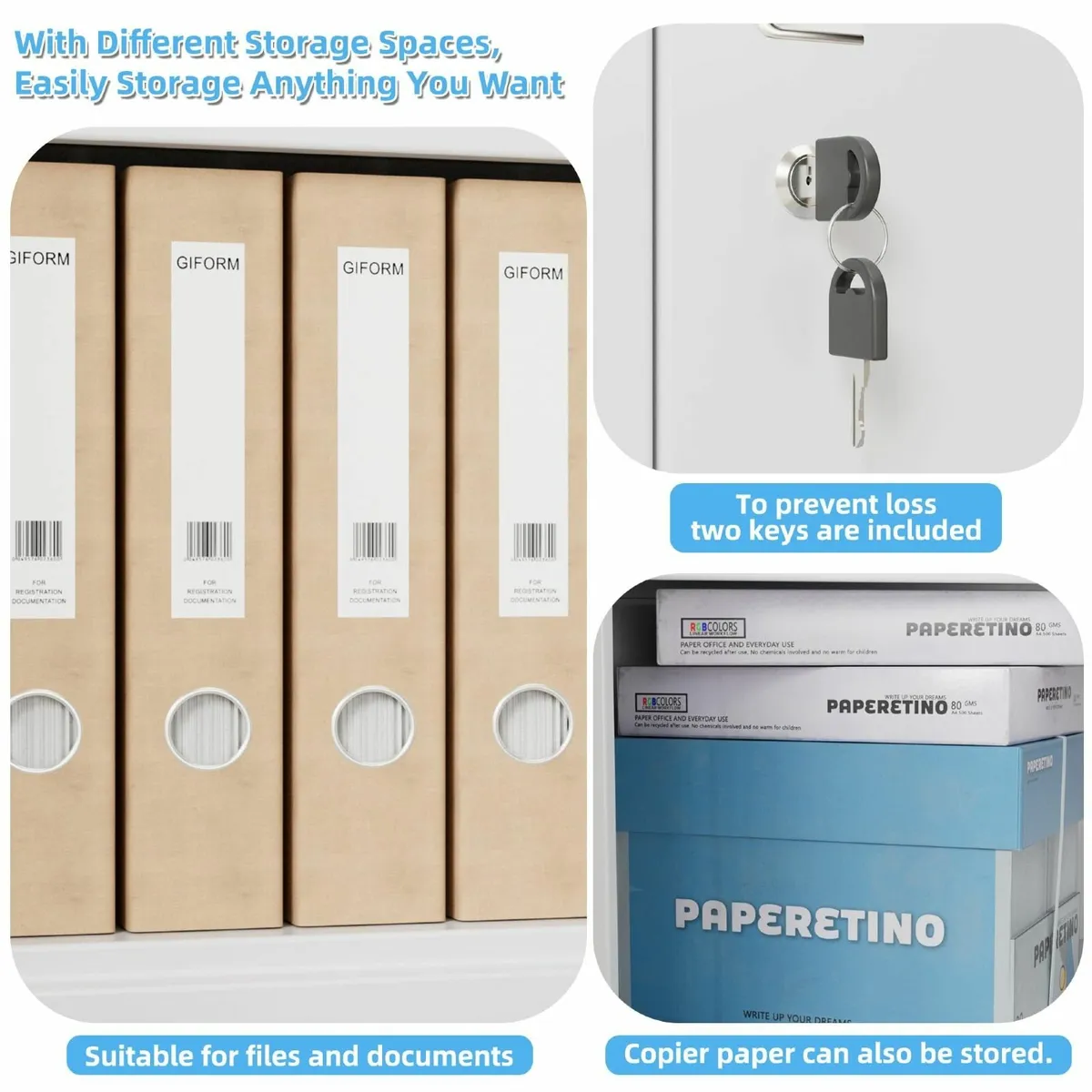 Metal Storage Cabinet with 2 Doors and Drawers - Image 4