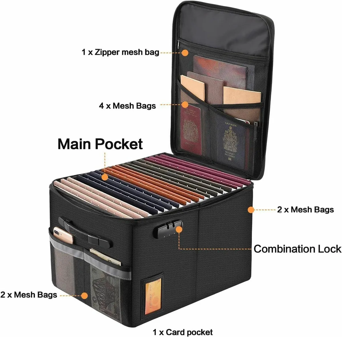 Fireproof Document Box File Organizer Cabinet - Image 4