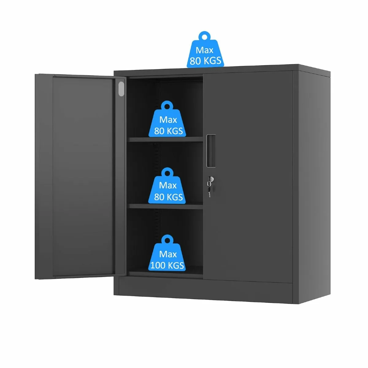 Metal Storage Cabinet with Locking Doors and 2 - Image 4