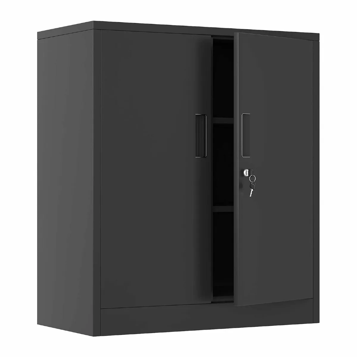 Metal Storage Cabinet with Locking Doors and 2 - Image 1