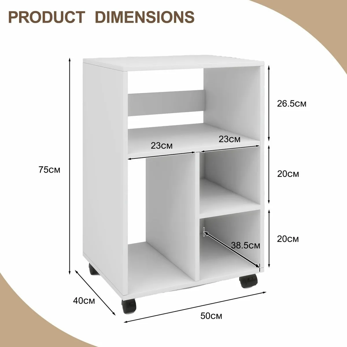 Mobile Filling Cabinet with 4 Open Compartments - Image 2