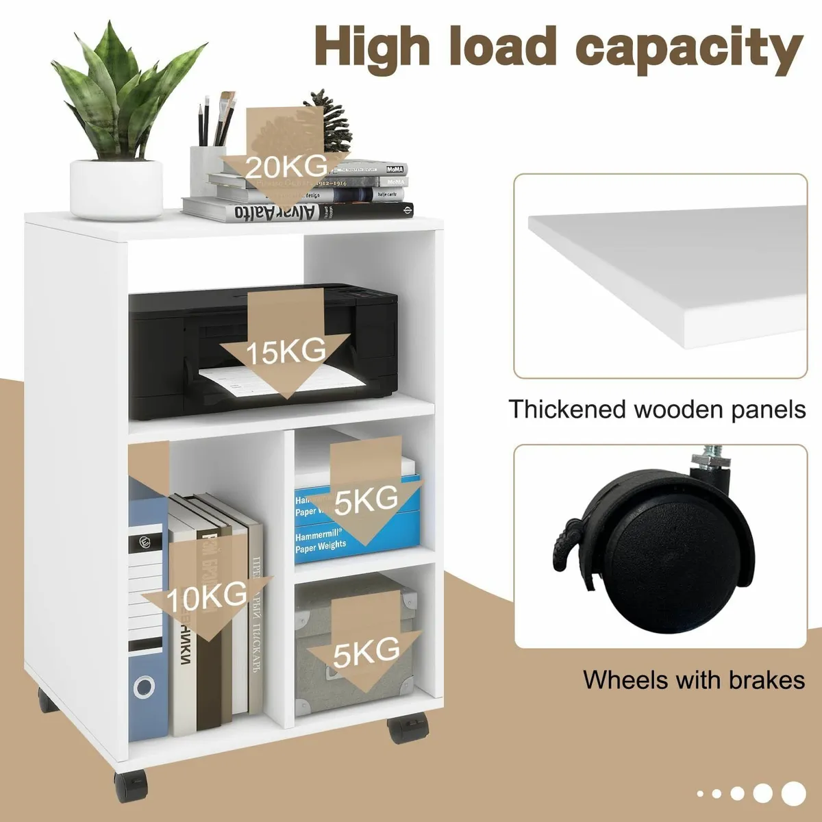 Mobile Filling Cabinet with 4 Open Compartments - Image 3
