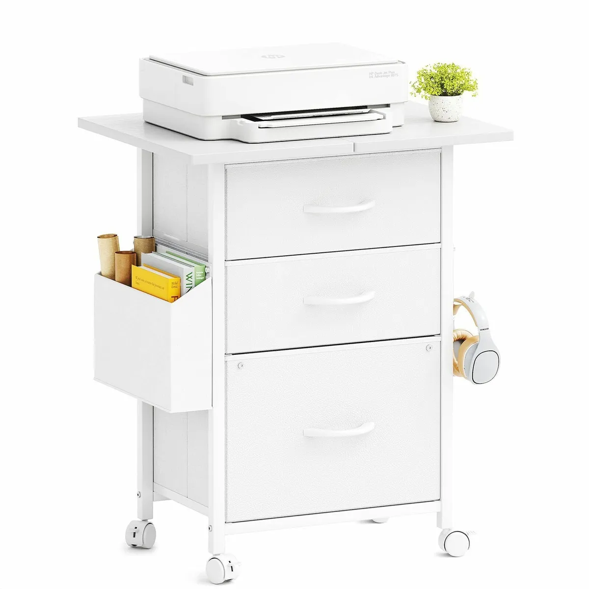 Filing Cabinet with 3 Fabric Drawers Mobile File - Image 1