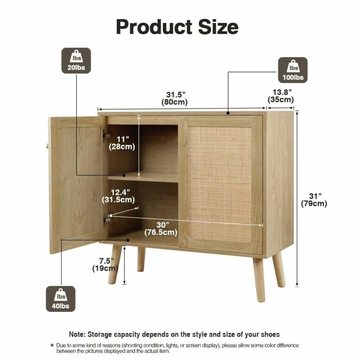 Buffet Storage Cabinet with Rattan Decorated - Image 3