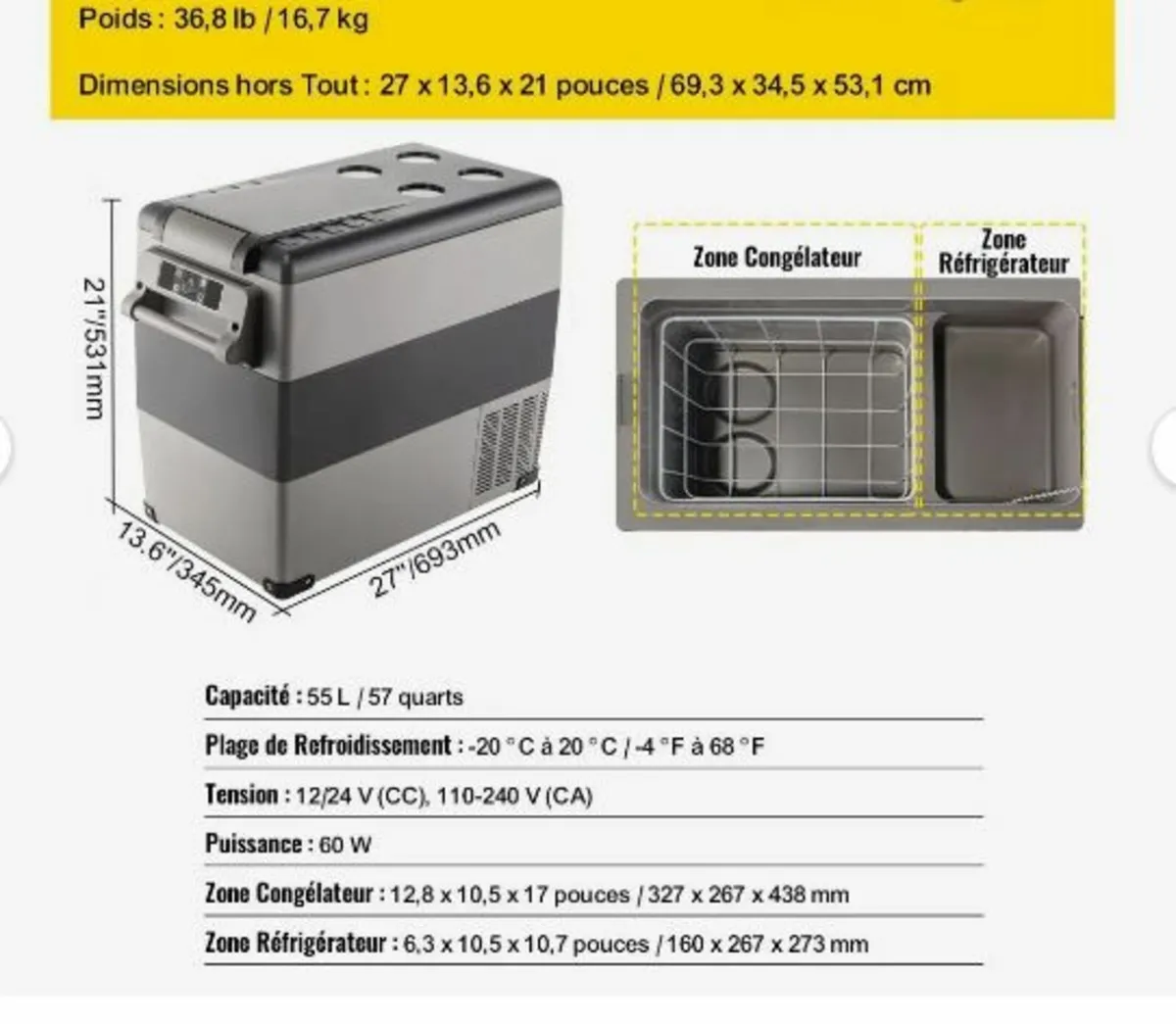 Car Refrigerator 55L Compressor - Image 2